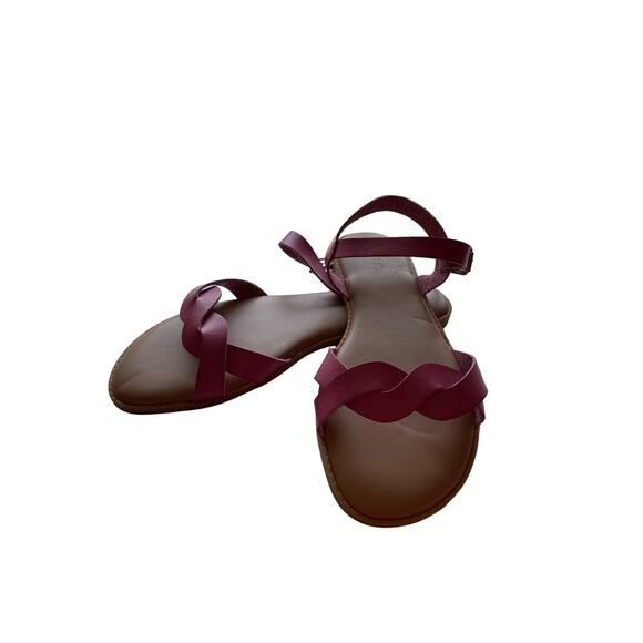 Torrid Ankle Strap Braided Sandal flat pink solid buckle vegan leather 10WW - Picture 2 of 6